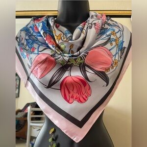 Floral Scarf - Pink and Black